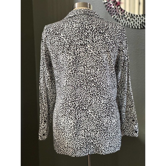 Zara Womens XS Long Sleeve Animal Print Blouse Black White Work Office Party - Picture 4 of 7